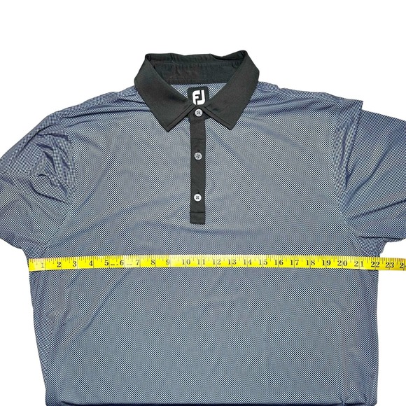 FootJoy | Men | Black Gray Micro Check Golf Performance Polo Shirt | Medium - Picture 4 of 9
